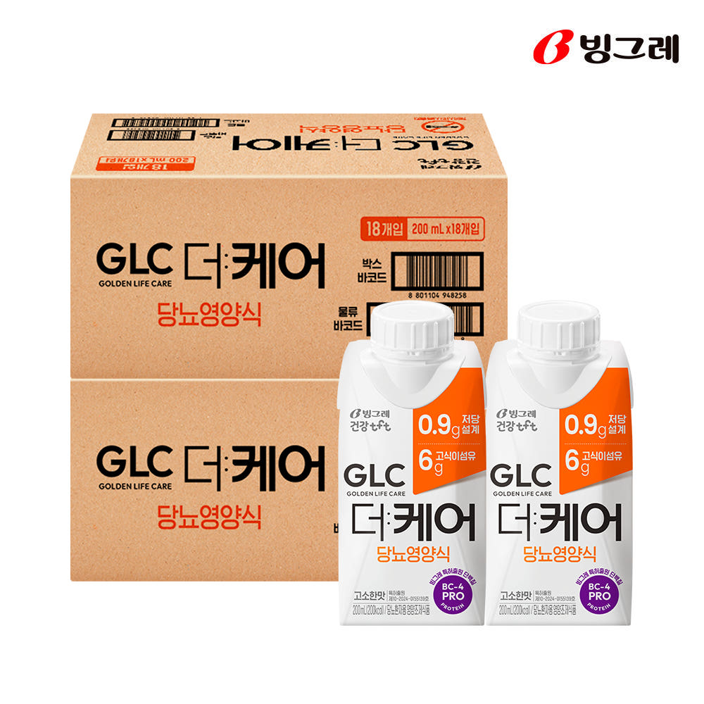 빙그레 GLC 더케어 당뇨 영양식 고소한맛 200ml 36개입 당뇨간식 제품 이미지