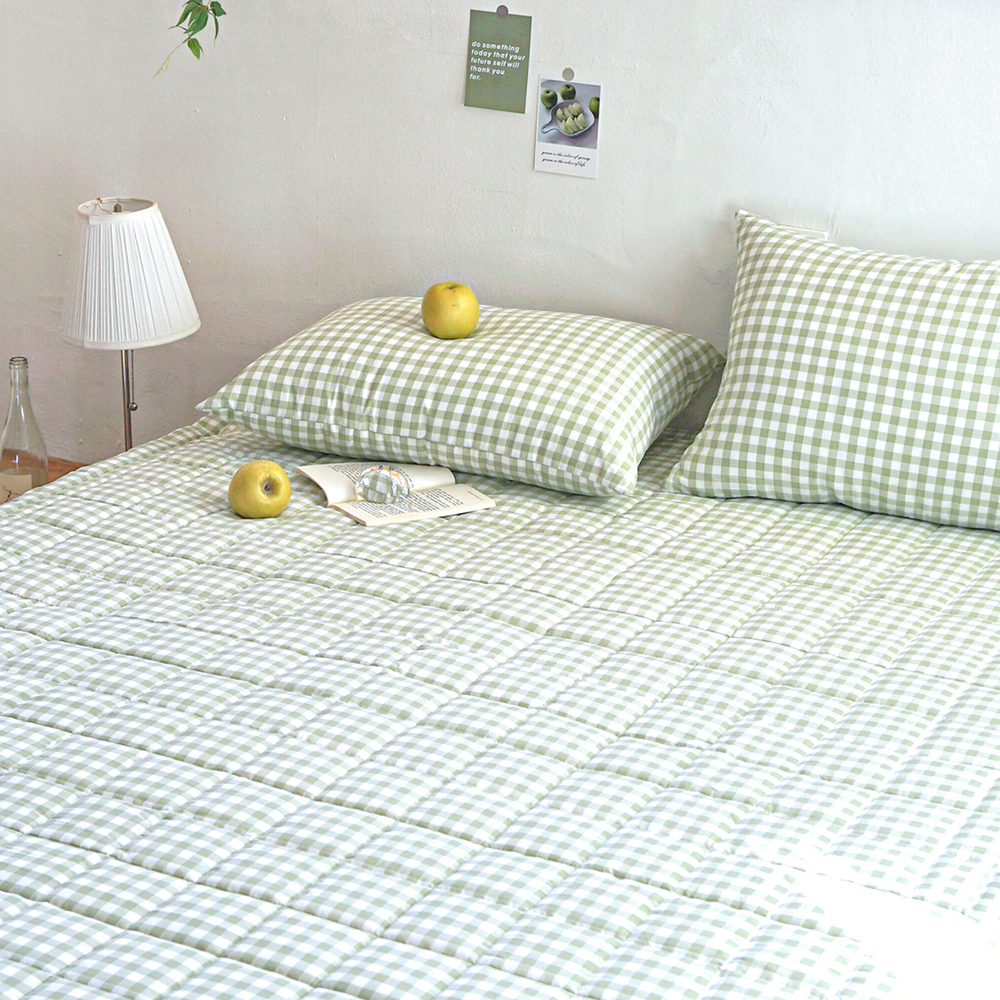 드림체크 먼지없는 사계절 고정밴딩 침대패드 애플그린, SS(슈퍼싱글)