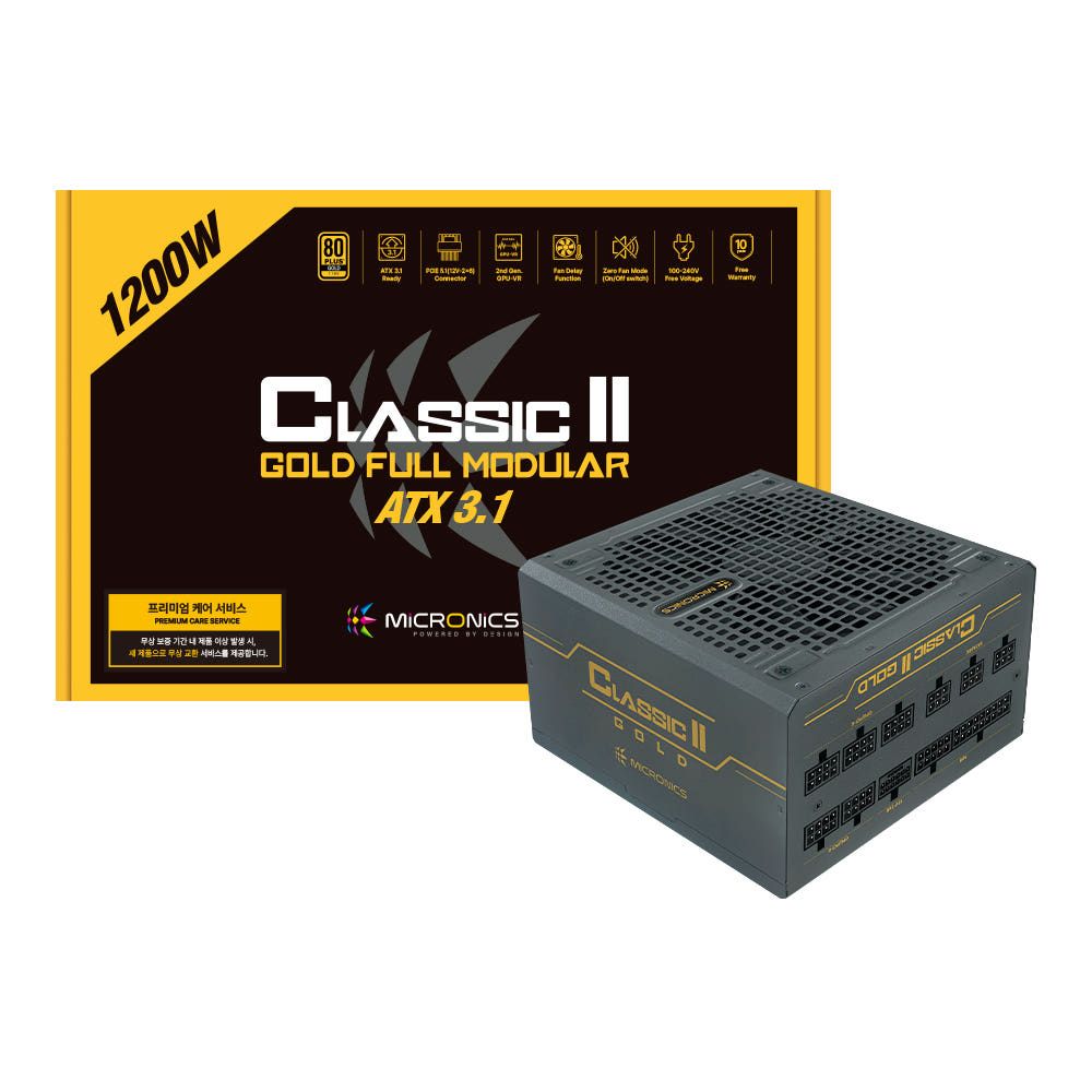 마이크로닉스 Classic II 1200W 80PLUS골드 풀모듈러 ATX3.1 - 메인 이미지