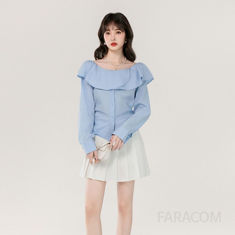라운드넥 여성 긴팔 블라우스 가을용 루즈핏 심플하고 세련된 디자인 데일리 캐주얼 스타일 편안한 착용감 하객룩 코디 가능 - 상세 이미지 5