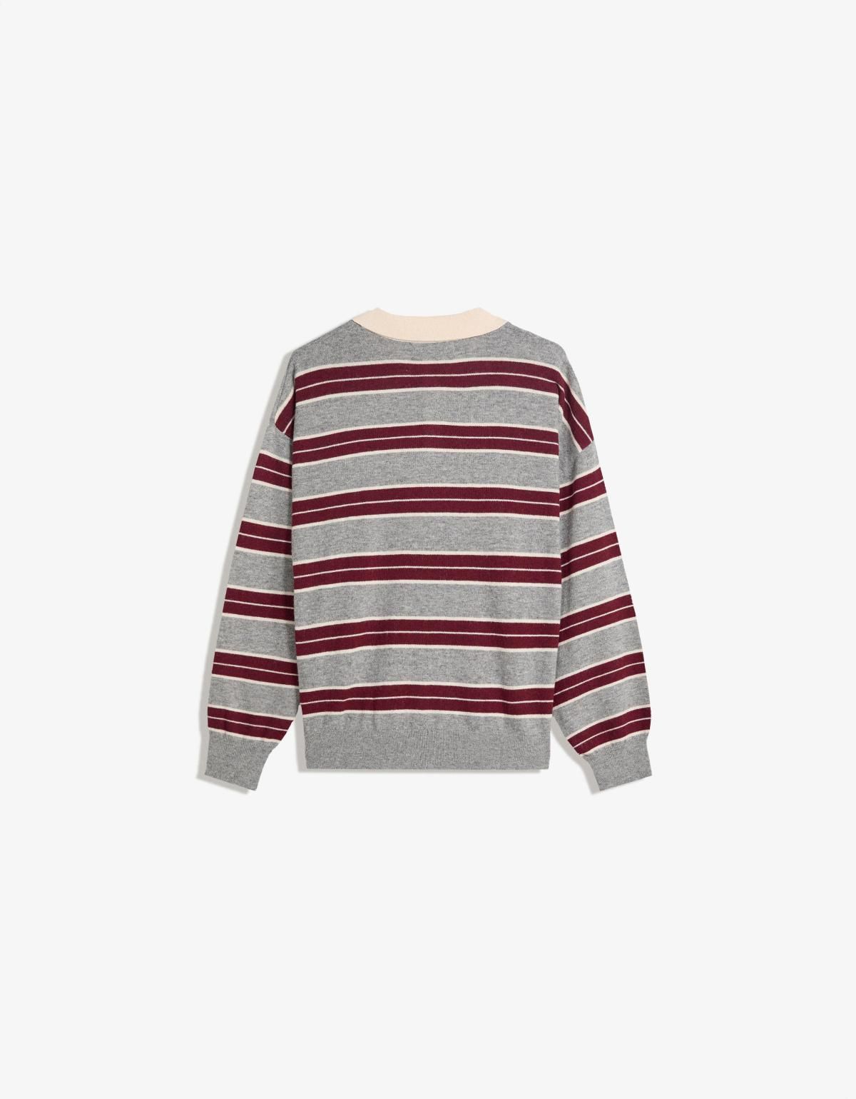 버쉬카 스트라이프 폴로 니트 스웨터 7137/376 BURGUNDY - 상세 이미지 3