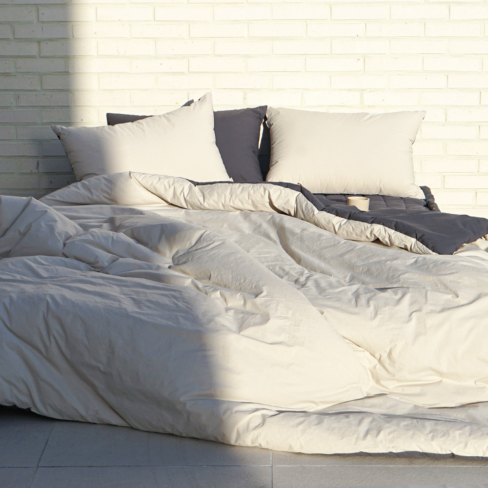 허쉬 60수 고밀도 바이오워싱 순면 옥수수솜 무봉제 차렵이불 밀라노 베이지, Q(퀸)