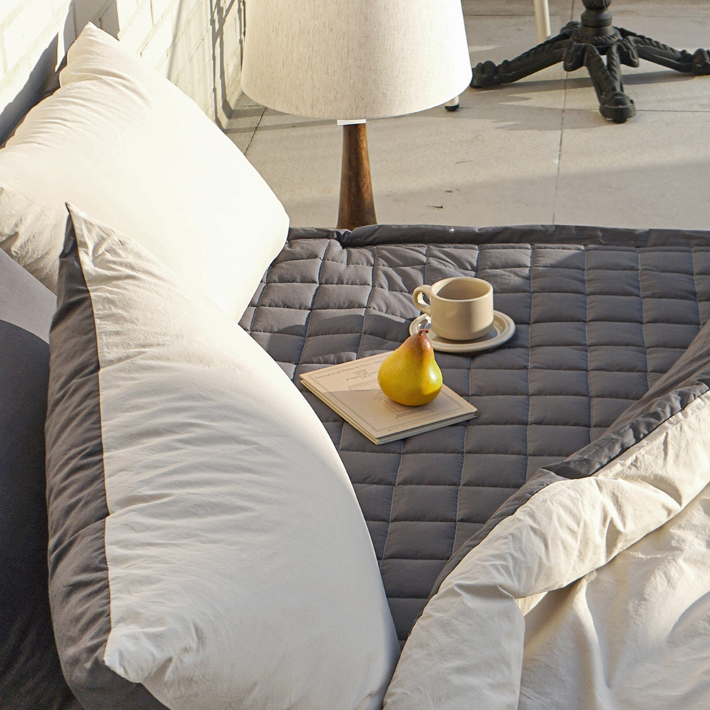 허쉬 60수 고밀도 바이오워싱 순면 옥수수솜 무봉제 차렵이불 밀라노 베이지, Q(퀸)