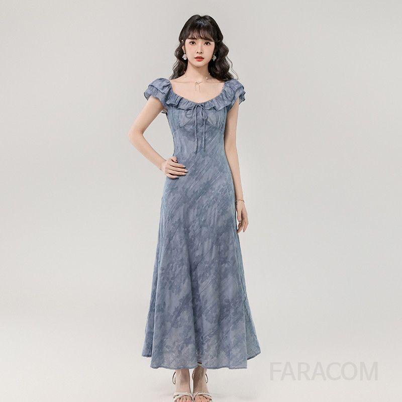 여성 여름 슬림핏 롱드레스 에이징 타이다이 자카드 디자인 시원한 착용감 바캉스룩 휴양지원피스 데일리룩 스타일 모던한 트렌디한 - 상세 이미지 2