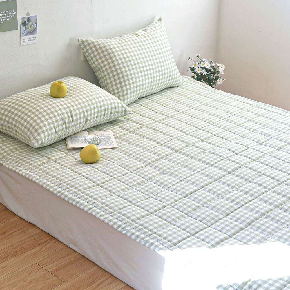 드림체크 먼지없는 사계절 고정밴딩 침대패드 애플그린, SS(슈퍼싱글)