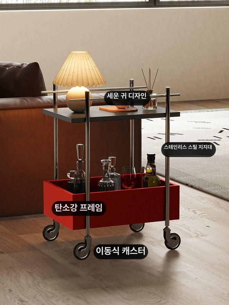 사이드 테이블 이동식 바퀴달린 창가 노트북 탁자 높낮이조절 접이식 베란다 블랙 - 상세 이미지 2