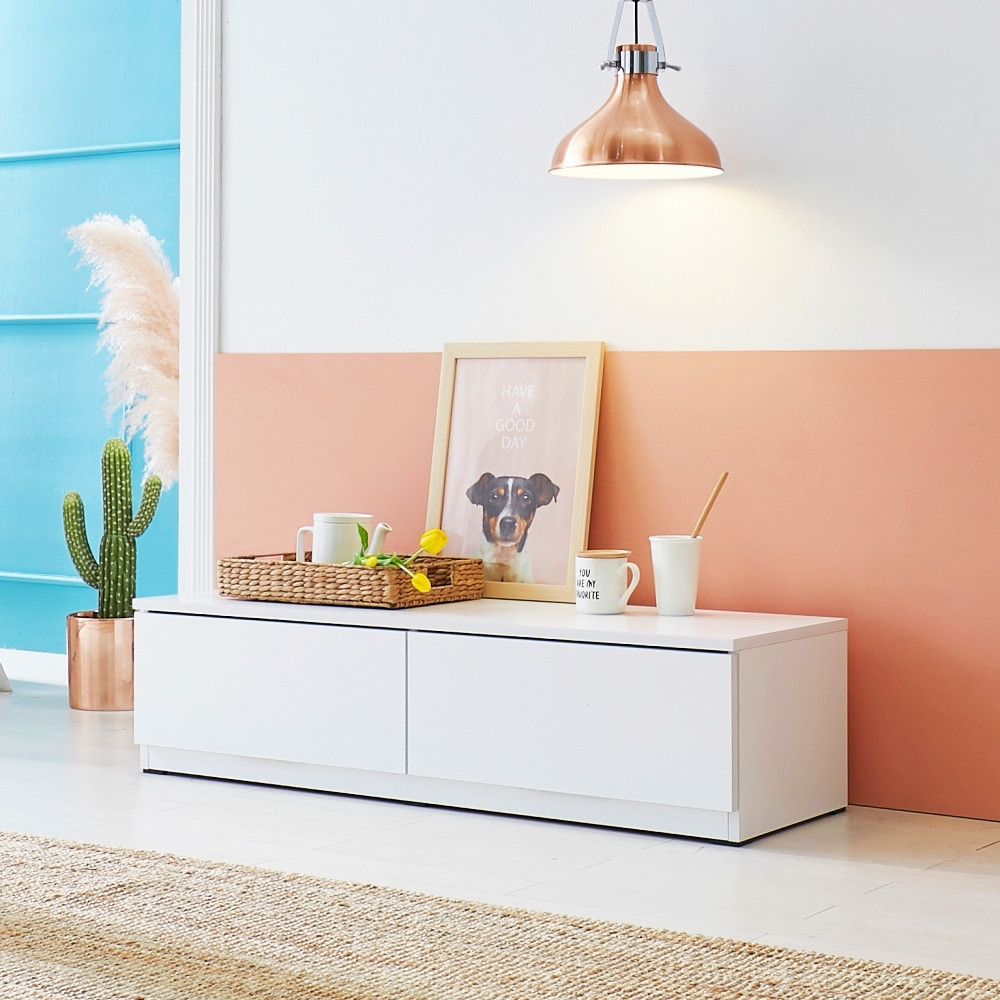 에르모 안방 낮은 미니티비다이 거실장 tv선반 서랍장 1200x400x313, 딥그린