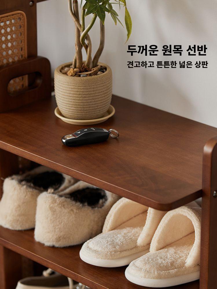 현관신발장 라탄 장식 신발정리대 학원 사무실 신발수납장 등나무 5칸 - 상세 이미지 2