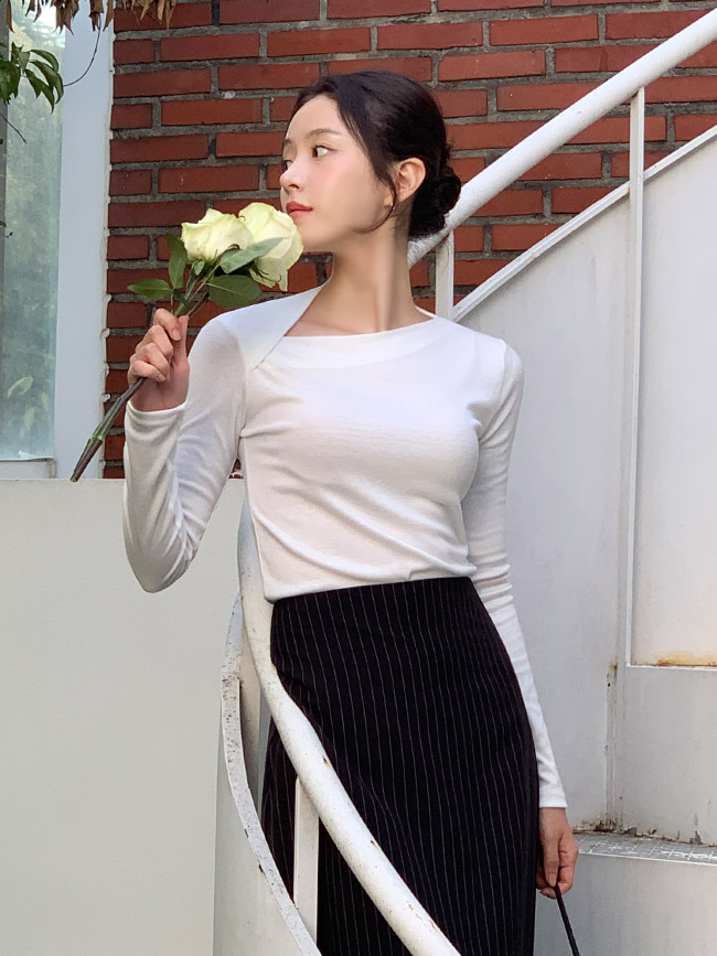 언발 사선 볼레로 긴팔 티셔츠 ts4711 - 상세 이미지 3