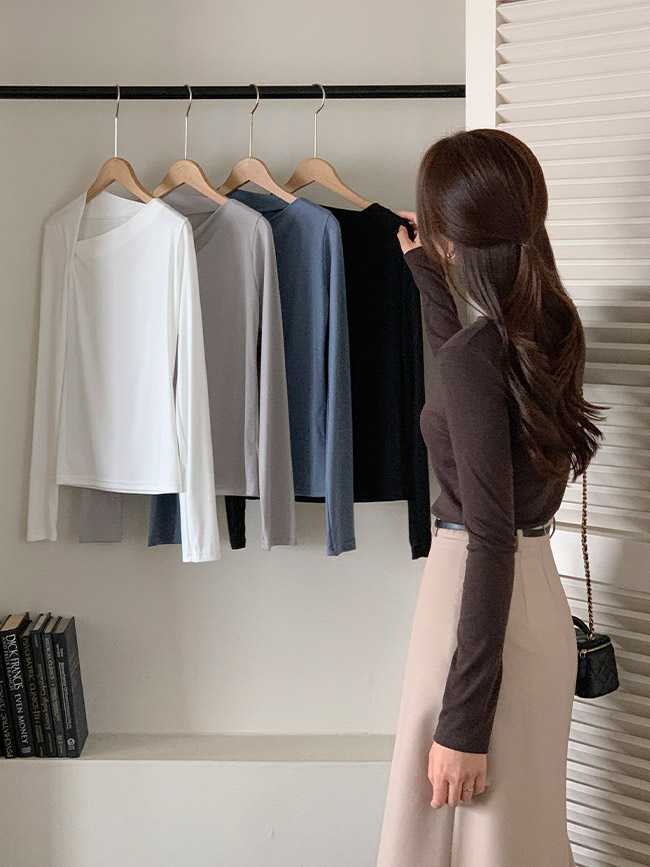 언발 사선 볼레로 긴팔 티셔츠 ts4711 - 상세 이미지 5
