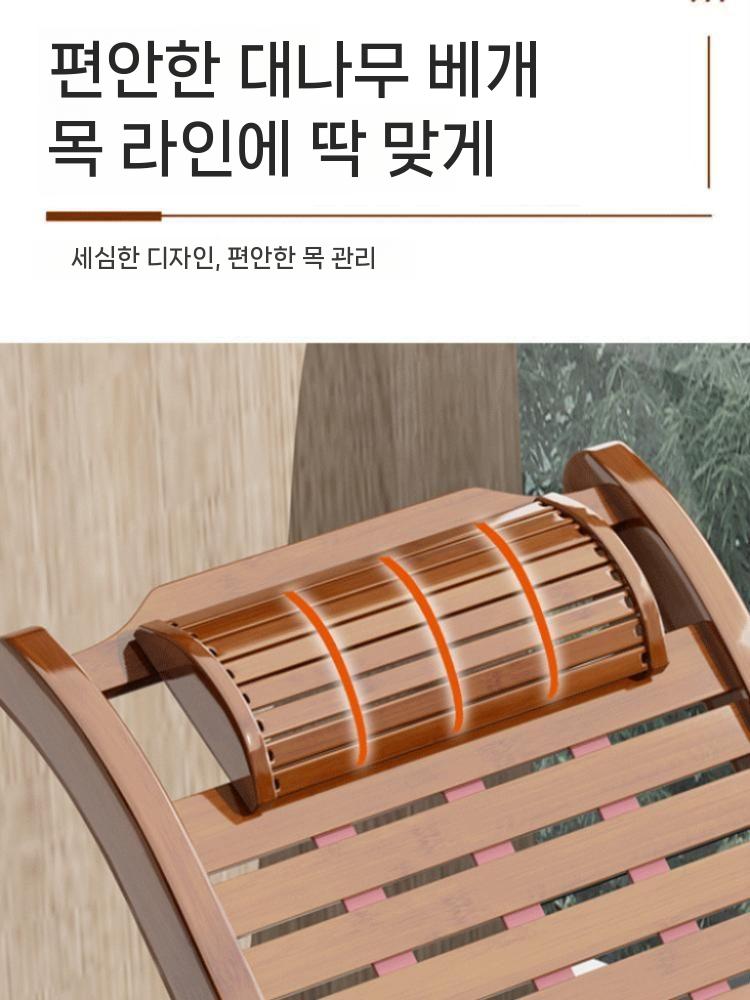 발받침 1인용 흔들의자 접이식 목받침 대나무 원복 흔들 스윙체어 클래식 리클라이너 - 상세 이미지 2