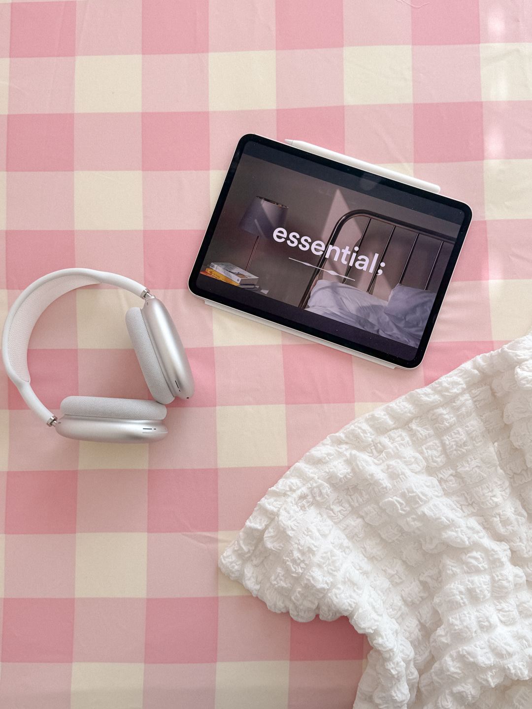 빅깅엄 봄핑크 체크 사계절 차렵이불 4종 풀세트 10%