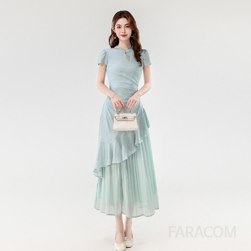 여성 여름 비치원피스 불규칙 주름 디자인 바캉스룩 휴양지 드레스 루즈핏 스타일 편안한 착용감 우아한 분위기 바캉스 필수템 - 상세 이미지 5