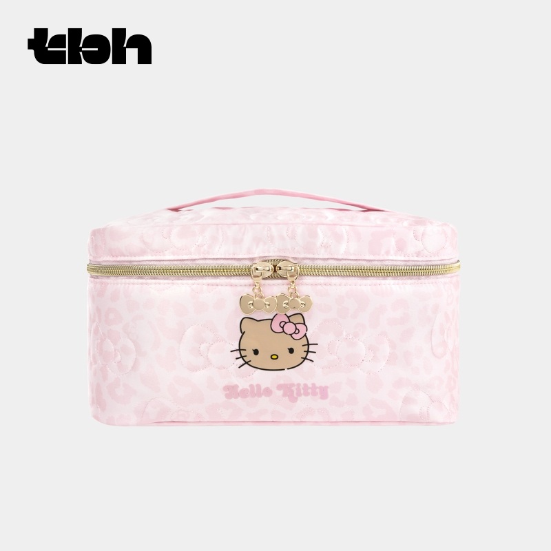 헬로키티 화장품 파우치 퀼팅 여행용 태닝키티 Hello Kitty - 상세 이미지 3