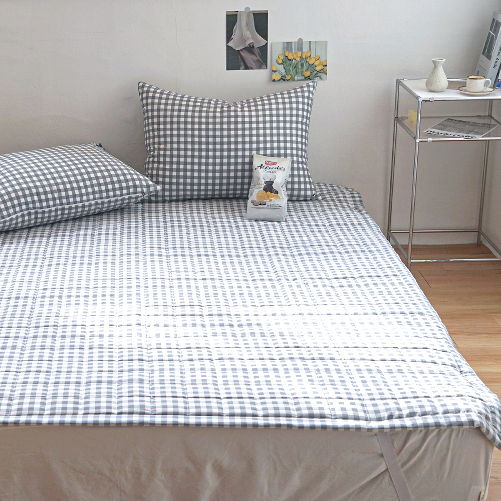 드림체크 먼지없는 사계절 고정밴딩 침대패드 모노 그레이, DK(더블킹)