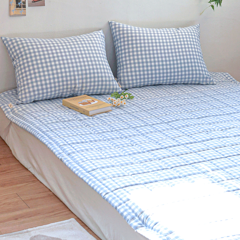 드림체크 먼지없는 사계절 고정밴딩 침대패드 소프트 블루, SS(슈퍼싱글)