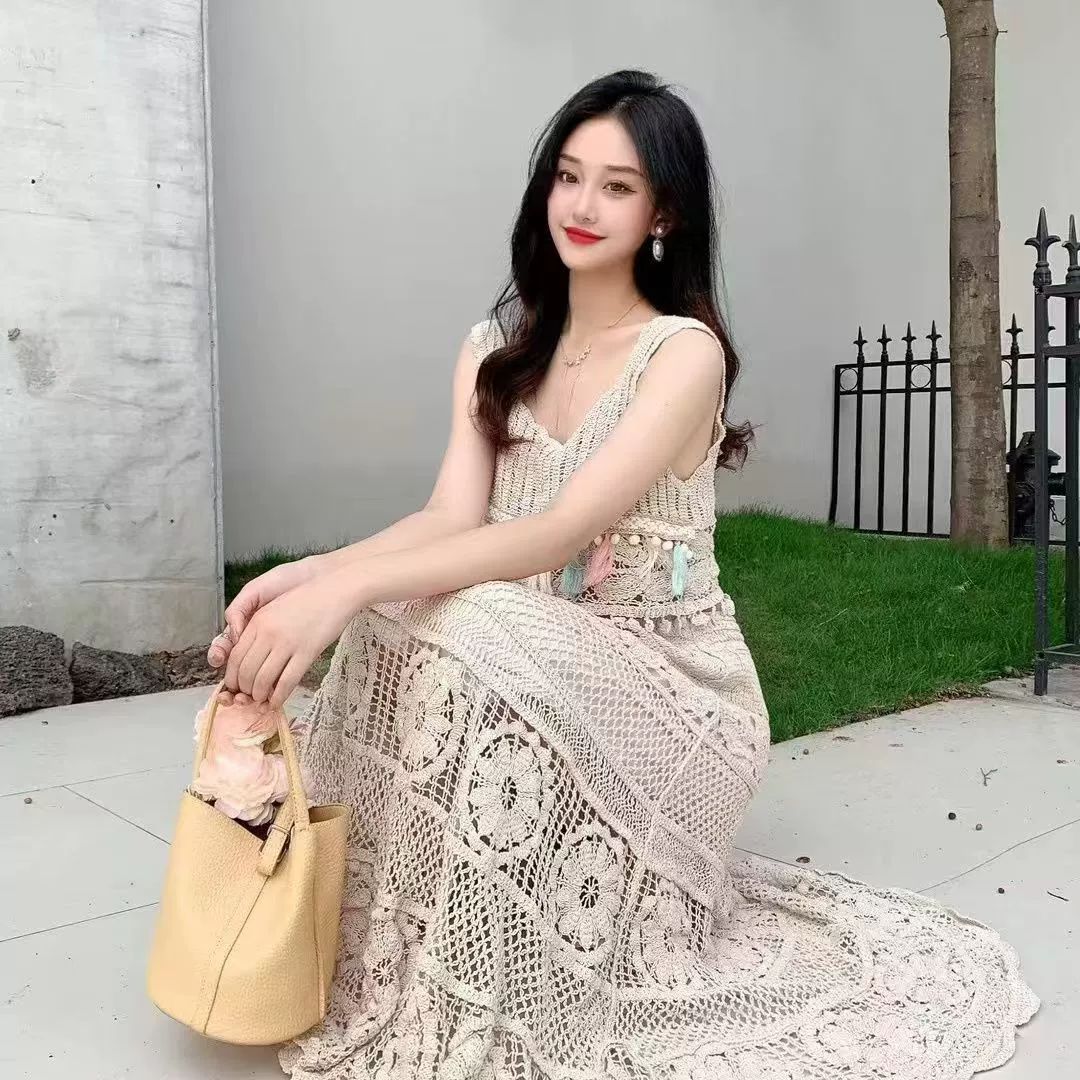 손뜨개 레이스 펀칭 원사이즈 사이즈 여름 코바늘 린넨 에어컨 상의 에스닉 뷔스티에 민소매 베이지화이트 내라이닝 포함-현장 발송 프리사이즈 추천 45.0-70.0kg - 상세 이미지 5
