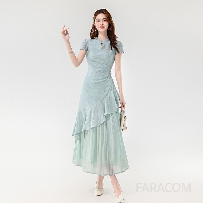 여성 여름 비치원피스 불규칙 주름 디자인 바캉스룩 휴양지 드레스 루즈핏 스타일 편안한 착용감 우아한 분위기 바캉스 필수템 - 상세 이미지 3