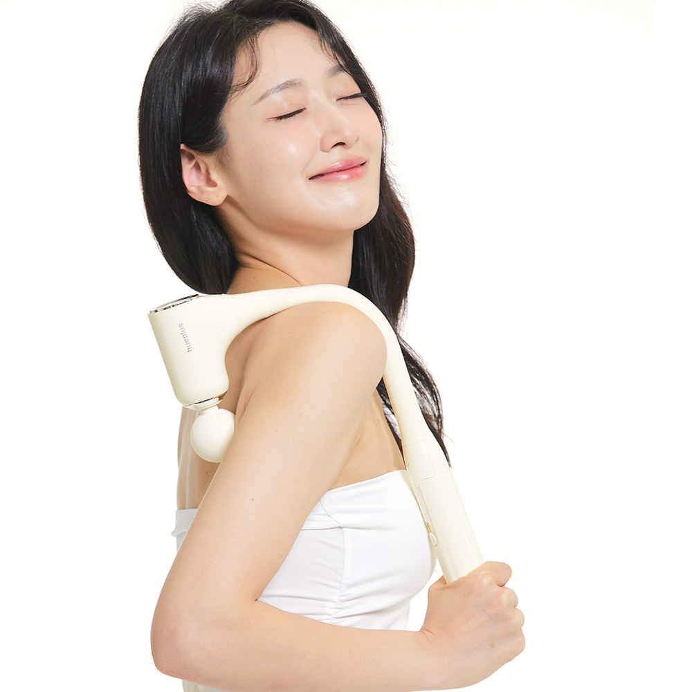 휴플러스 릴랙스 마사지건 목 어깨 승모근 커브건 바닐라 - 상세 이미지 3