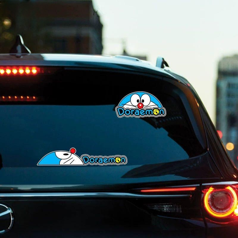 도라에몽 스티커 자동차 오토바이 흠집 스크래치 차단 커버 도어 유리 장식 도라에몽-반원형 15x7.7cm 소형 - 상품 이미지
