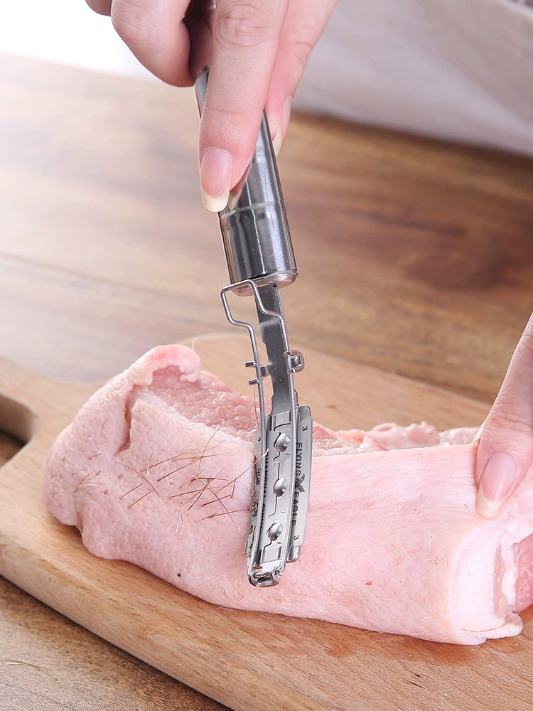 돼지털 면도기 껍데기 면도칼 족발 비계 육가공 손질 고기칼 주방칼 스테인레스 털깍이 블루 60 이하 15cm - 상세 이미지 2