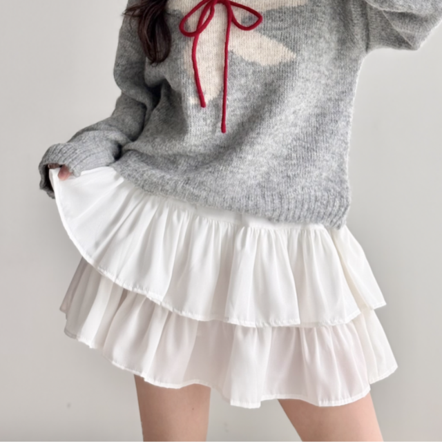 플레어 캉캉 쉬폰 프릴 미니 스커트