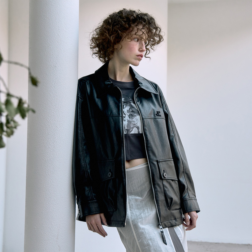 [N도착보장][쥬시쥬디] 레더라이크하프자켓 JZJK121B