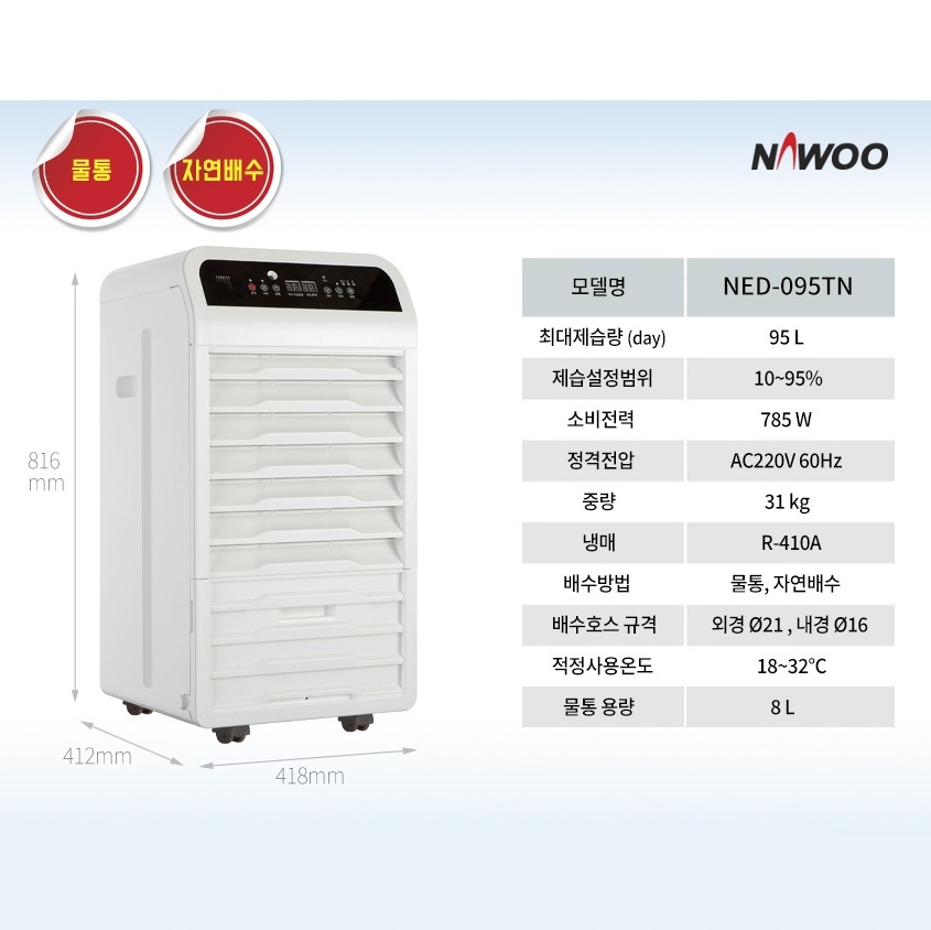 1등급 산업용제습기 95L 식당 카페 업소용제습기 펌프형 - 상세 이미지 5