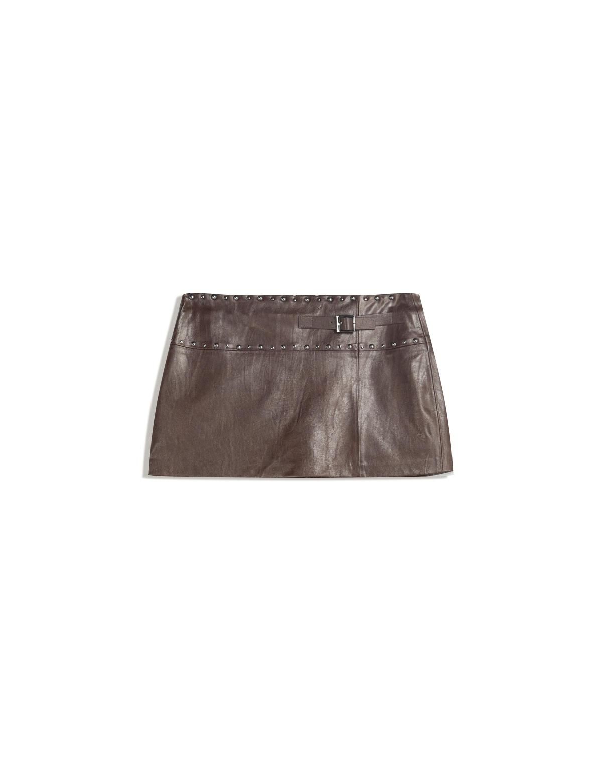 버쉬카 레더 이펙트 미니 스커트 6083/677 BROWN - 상세 이미지 2