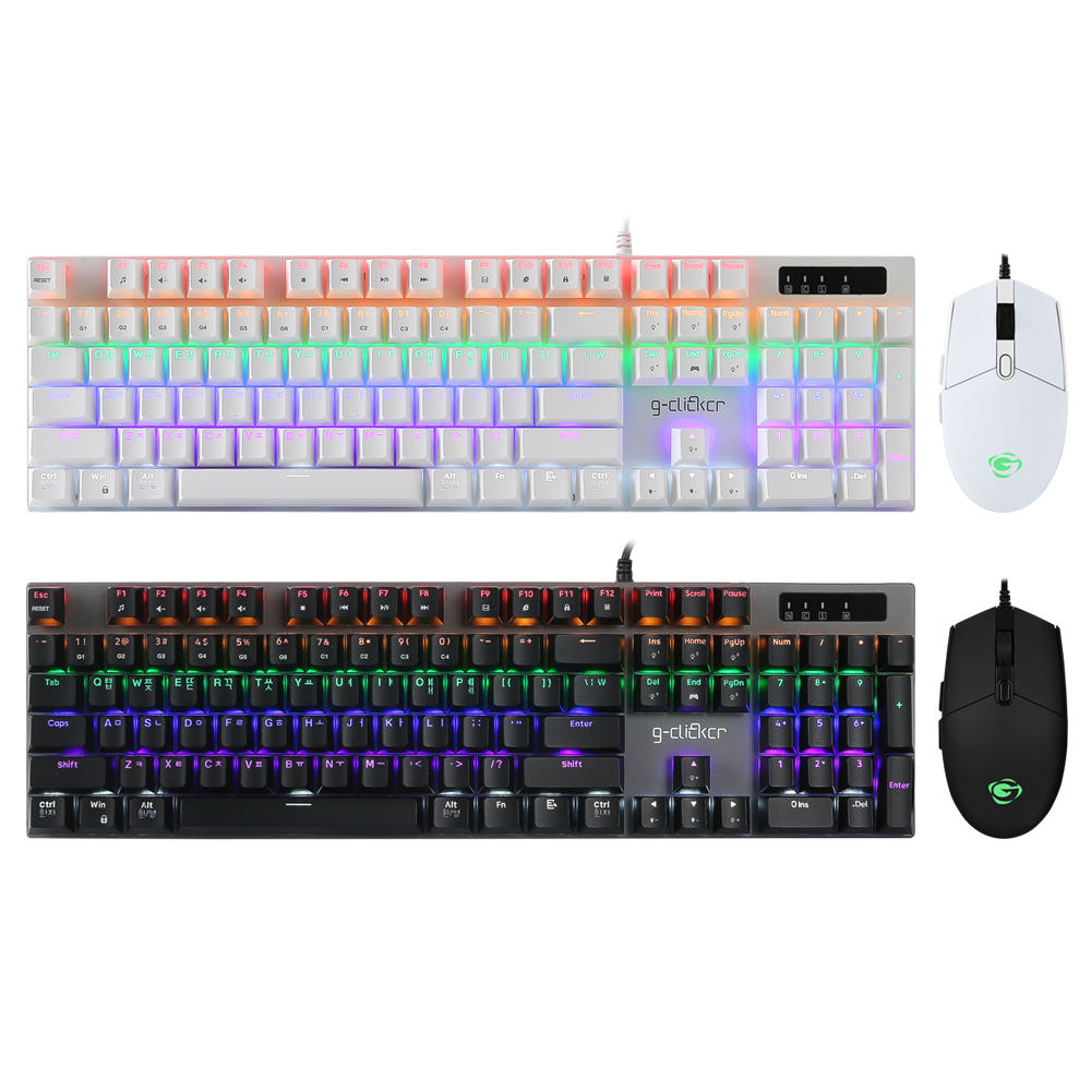 지클릭커 슈퍼 히어로  GMK-510X 게이밍 기계식 유선 키보드 마우스 세트 화이트 적축 - 상세 이미지 2
