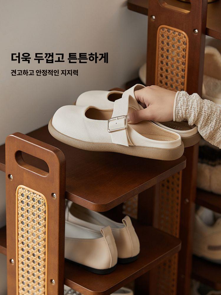 현관신발장 라탄 장식 신발정리대 학원 사무실 신발수납장 등나무 5칸 - 상세 이미지 5
