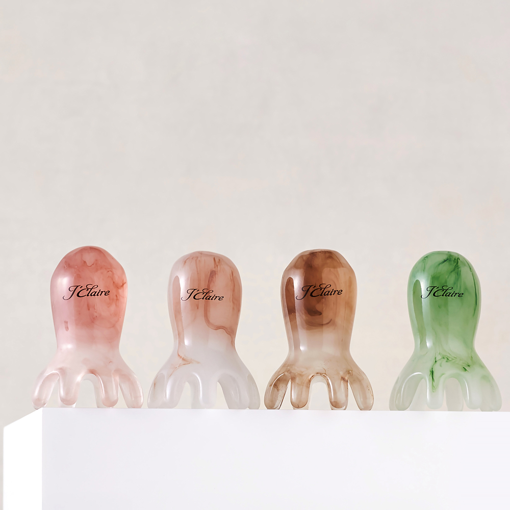 1+1 문어 두피 괄사 마사지기 머리 지압 마사지 승모근 빗 림프 순환