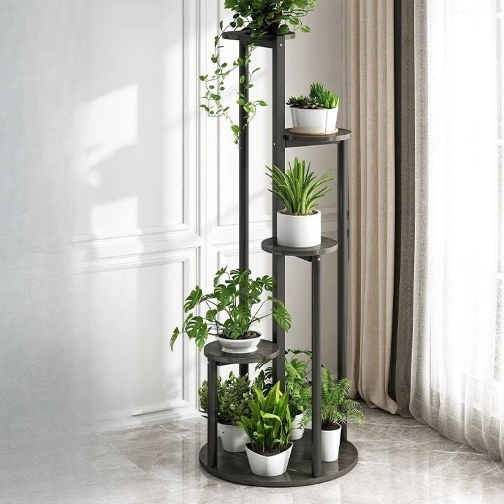 철제화분선반 진열대 거치대 화분정리대 베란다 화분대 무어스톤 블랙 123CM - 상품 이미지