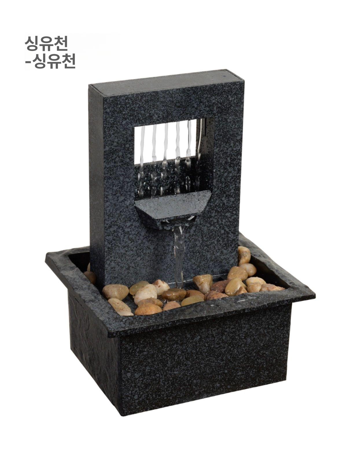 실내 미니 분수대 물멍 풍수 소품 행운의 장식품 가정집 사무실 세라믹 안개 물소리 인공 다크그레이 - 상세 이미지 2