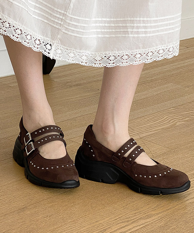 스터드 벨트 스웨이드 스니커즈 [2COLOR] - 상품 이미지