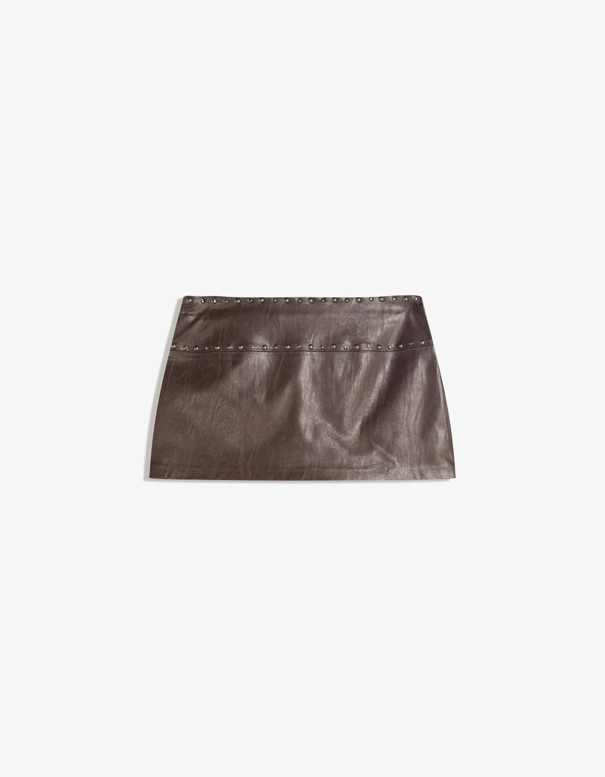 버쉬카 레더 이펙트 미니 스커트 6083/677 BROWN - 상세 이미지 3