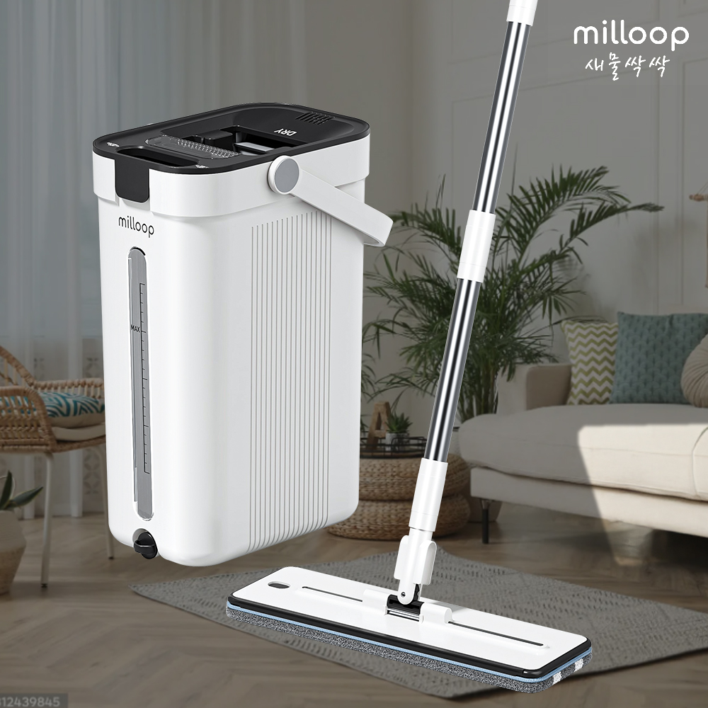 milloop 새물싹싹 펌프식 밀대걸레 노터치 극세사 가정용 업소용 바닥청소