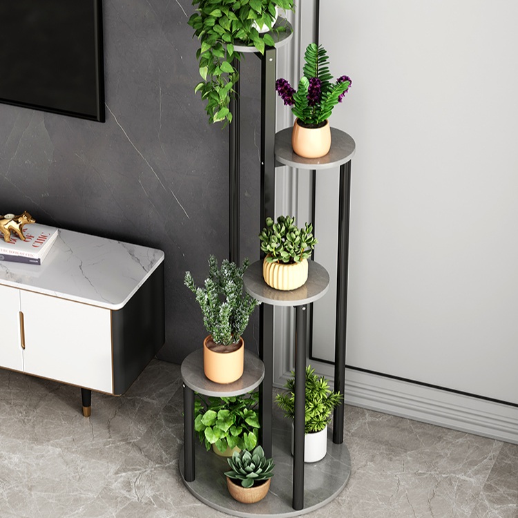 철제화분선반 진열대 거치대 화분정리대 베란다 화분대 무어스톤 블랙 123CM - 상세 이미지 2