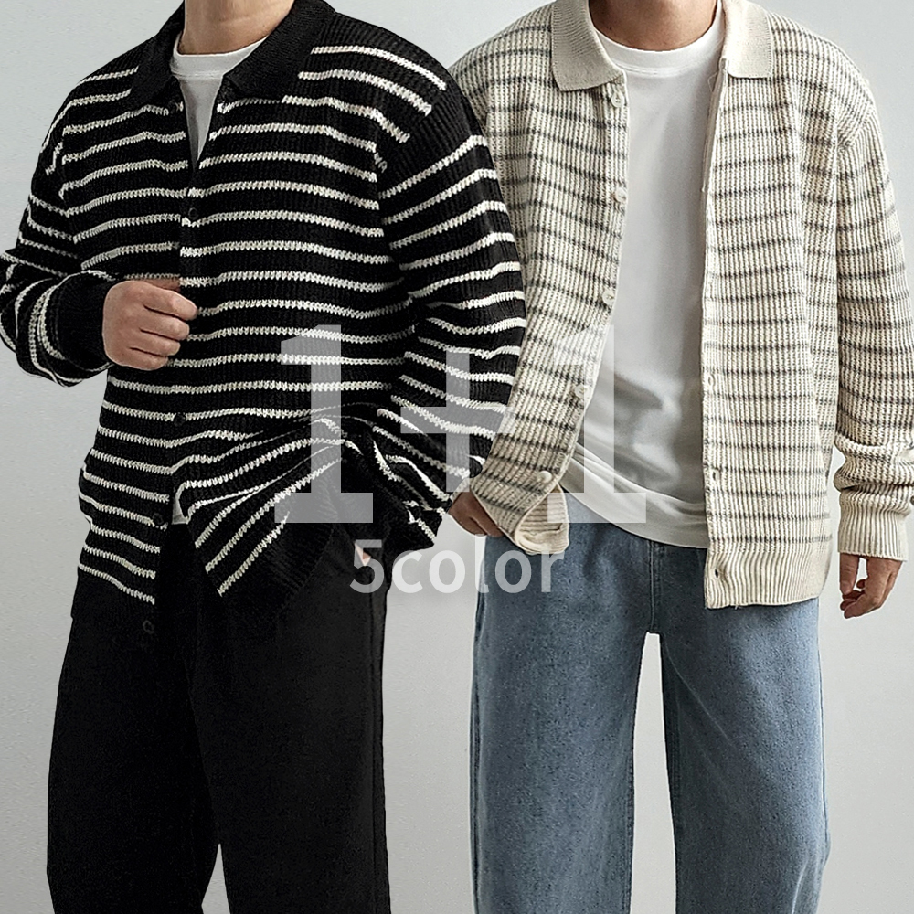 1+1 남자카라가디건 남자오버핏가디건 - 상품 이미지
