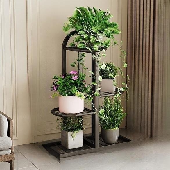 다층 철제 화분받침대 거실 베란다 블랙 5단 105cm - 상품 이미지