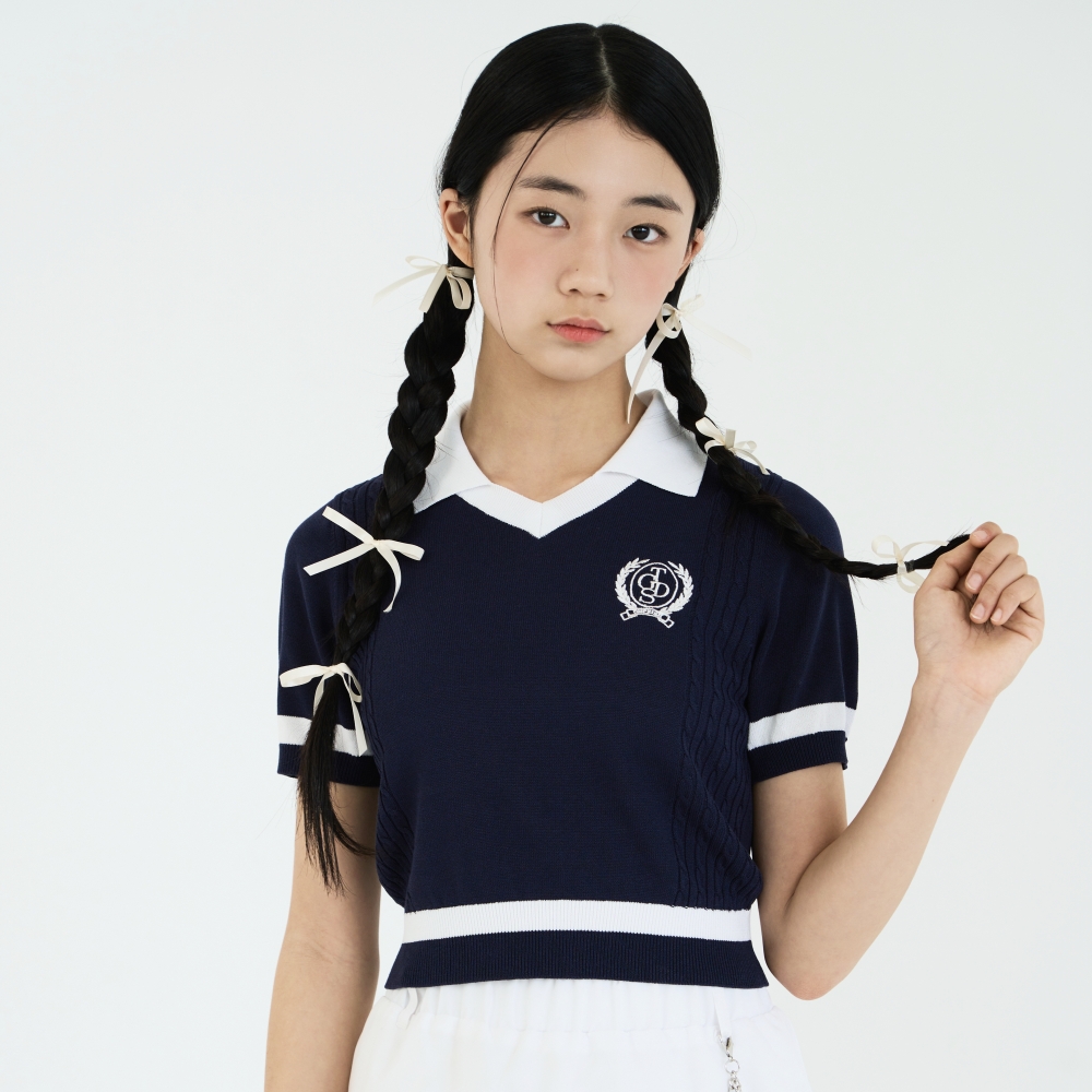 더데이걸 걸리쉬 카라 반팔 스웨터 TGKA24402 - 상품 이미지