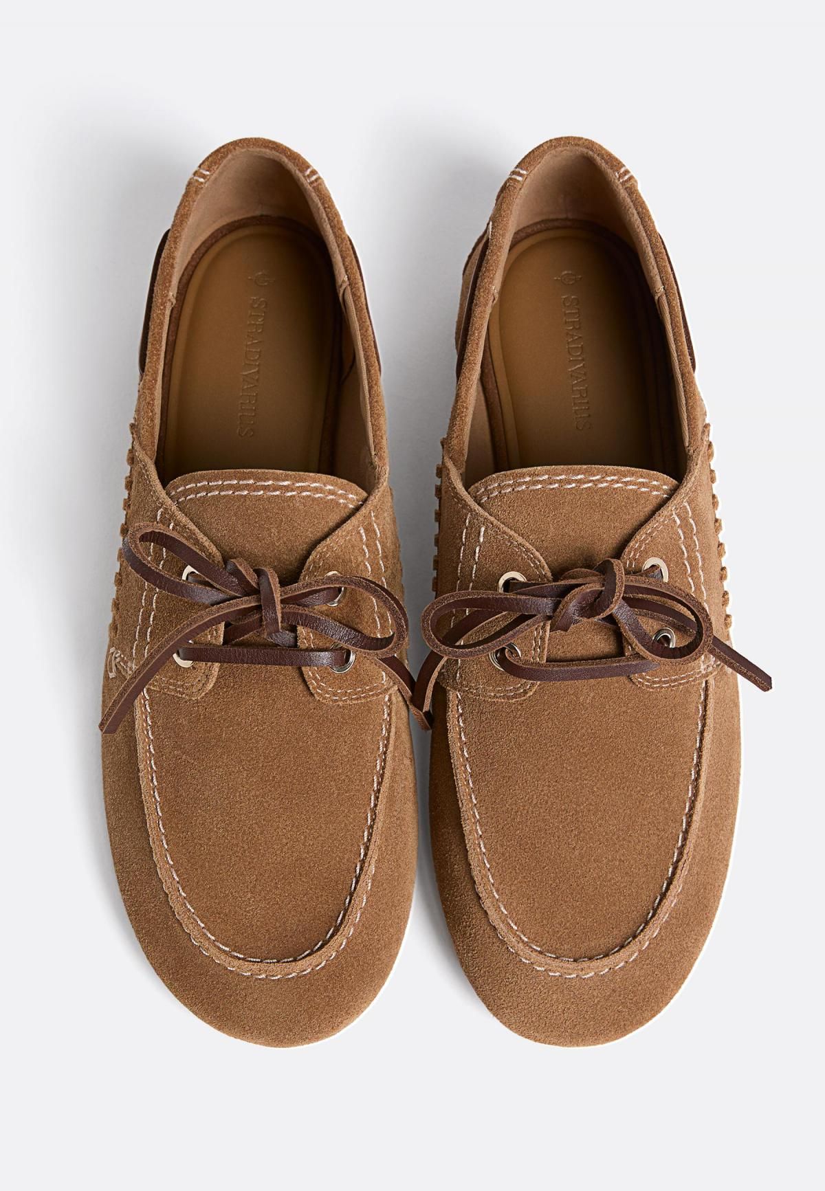 스트라디바리우스 스플릿 레더 클래식 레이스업 로퍼 9601/670 BROWN - 상세 이미지 4