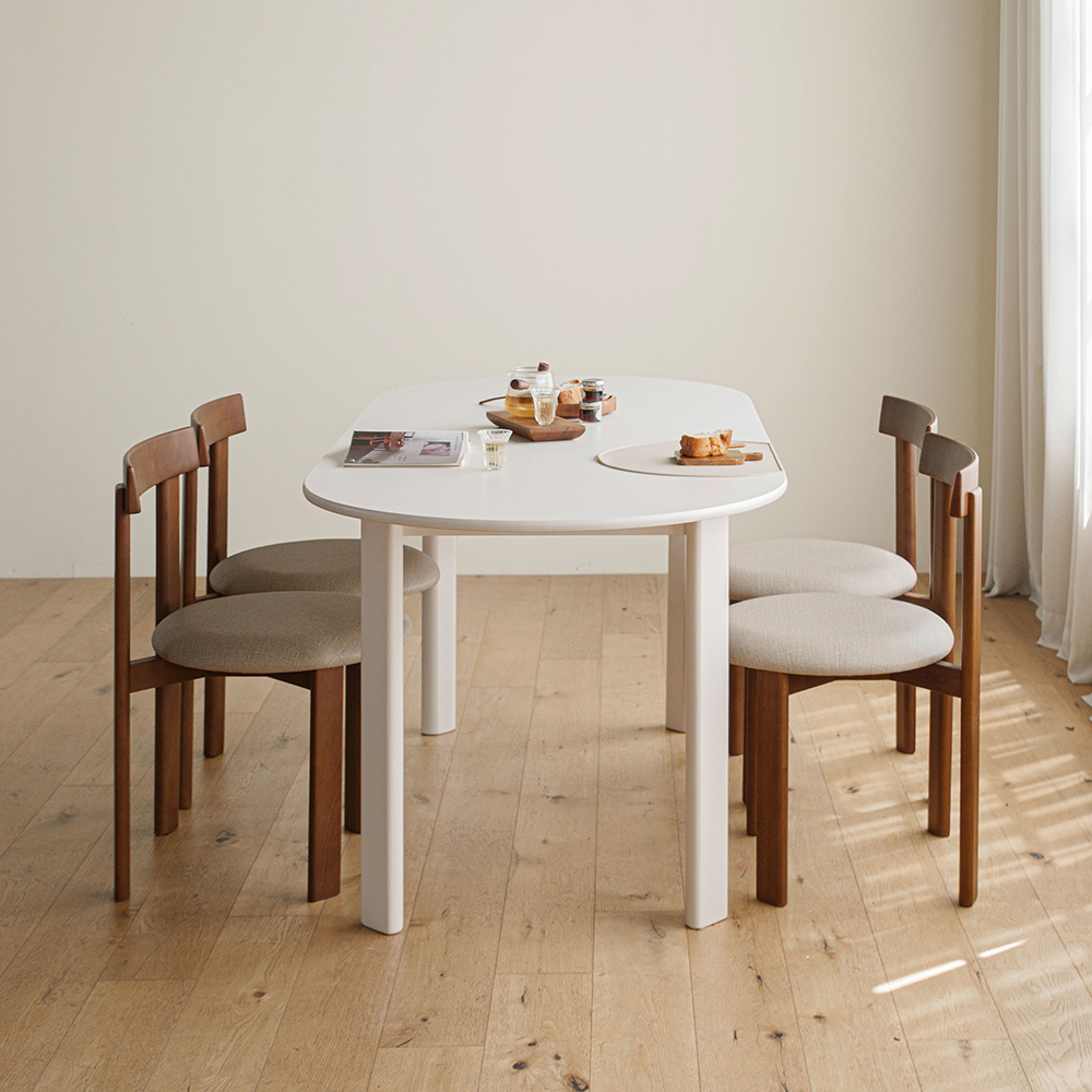 베크 원목 고무나무 식탁의자 인테리어 기능성 패브릭 카페의자