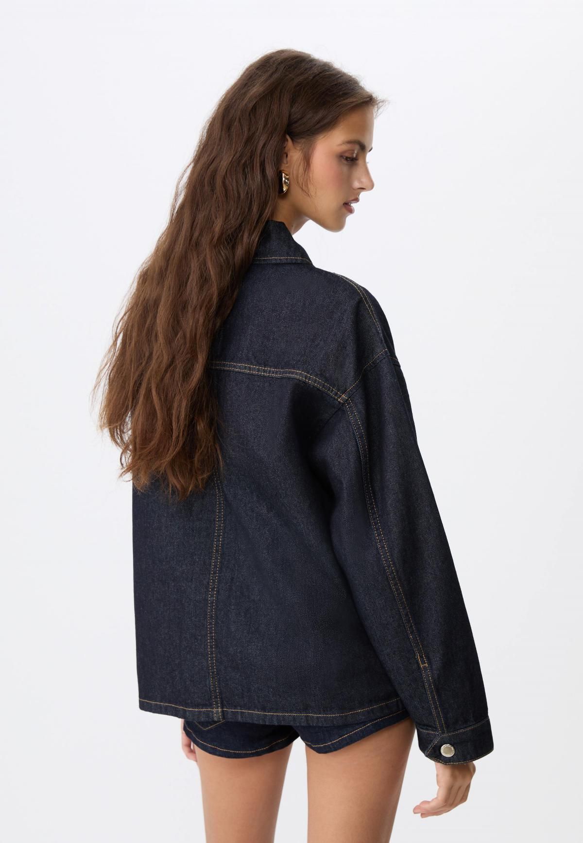 스트라디바리우스 오버핏 포켓 데님 재킷 1742/723 RINSE BLUE DENIM - 상세 이미지 5