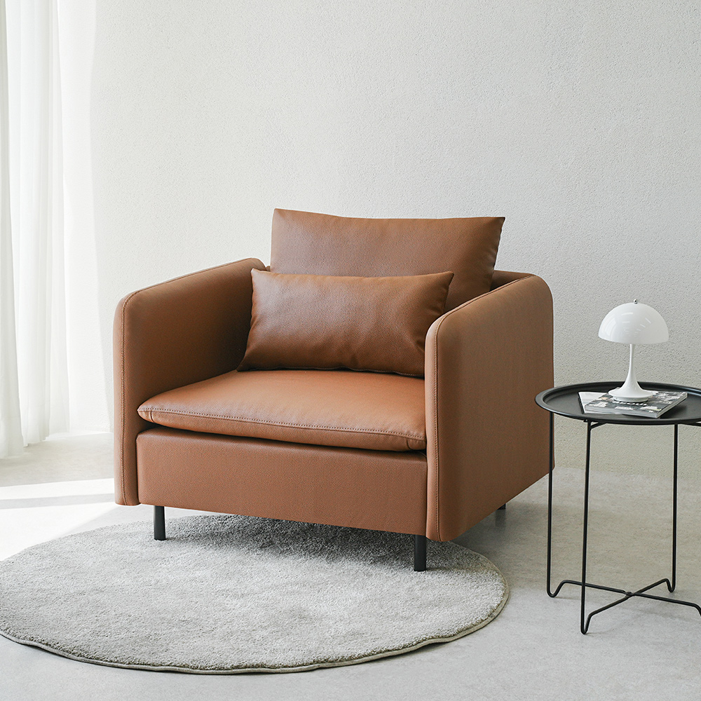 동서가구 모디퍼 가죽 모듈소파 스툴미포함, 카멜, 1인용