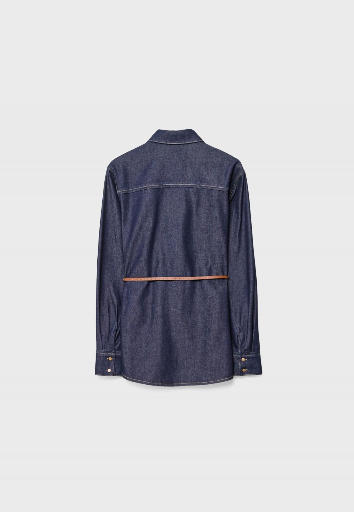 스트라디바리우스 테크니컬 벨트 긴팔 데님 셔츠 6015/712 OVERDYED BLUE DENIM - 상세 이미지 2