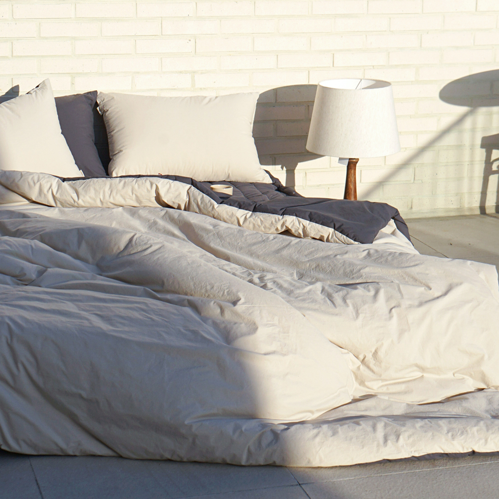 허쉬 60수 고밀도 바이오워싱 순면 옥수수솜 무봉제 차렵이불 밀라노 베이지, Q(퀸)