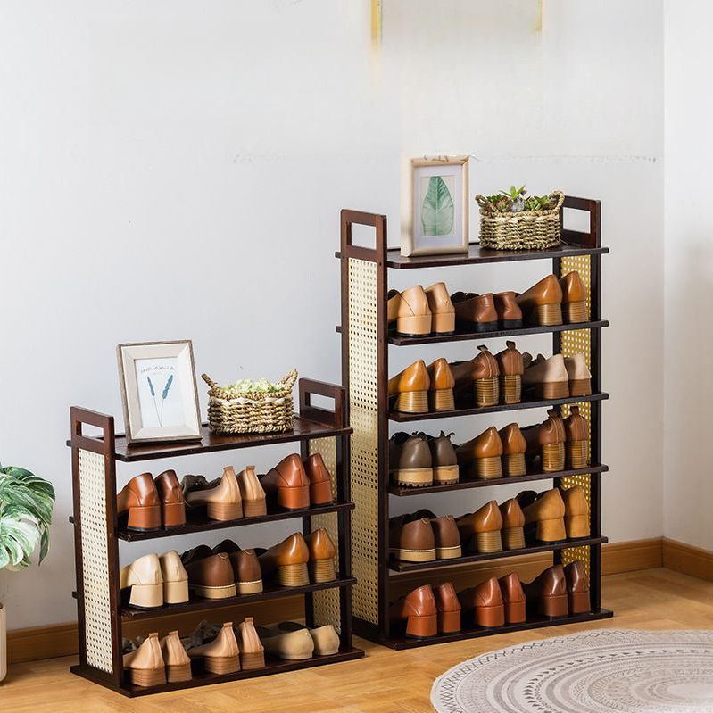 라탄 신발정리대 현관 입구 신발장 학원 사무실 신발수납장 호두색 32CM 2단