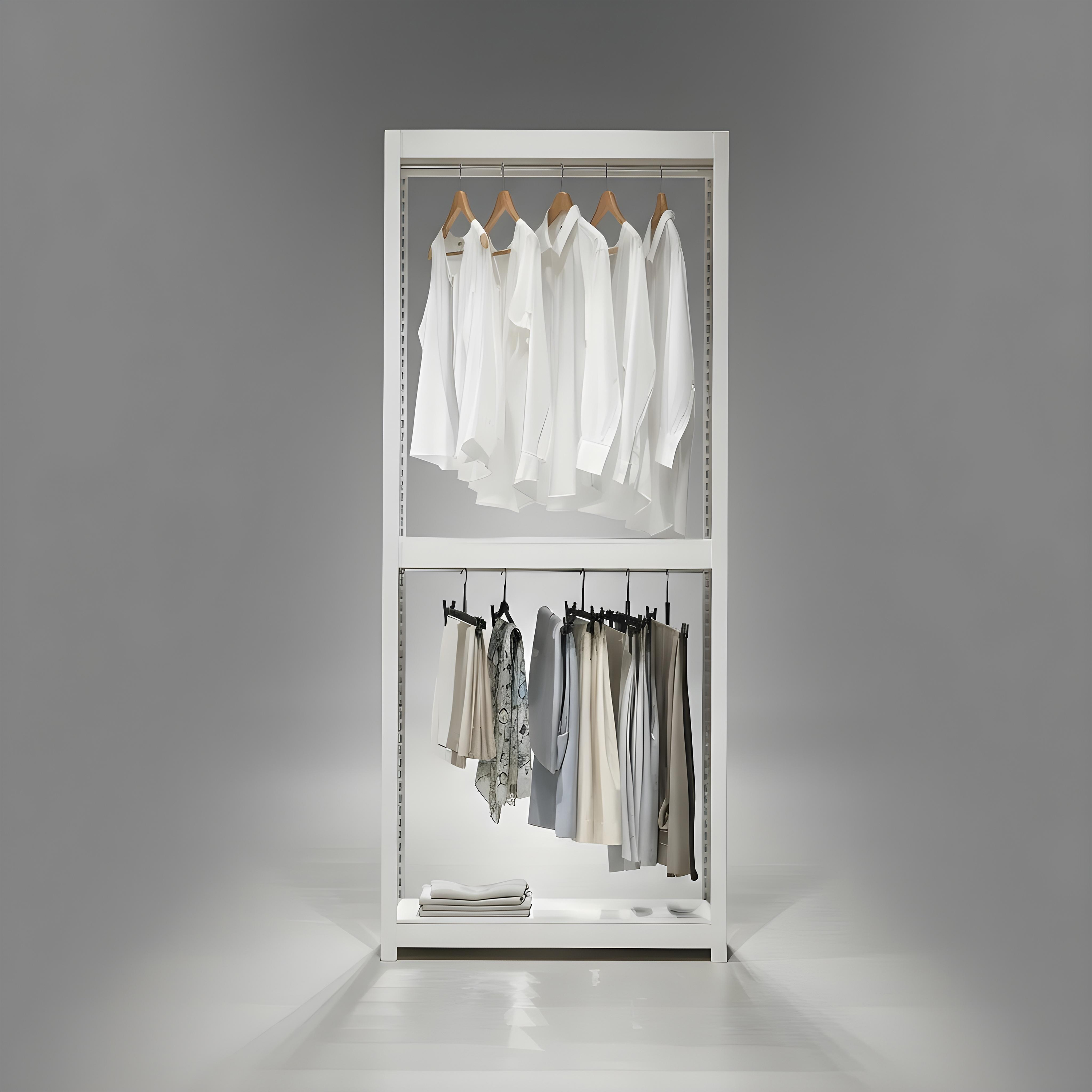 시스템행거 무볼트 조립식 드레스룸 옷장 6154151500 3단 행거봉2개