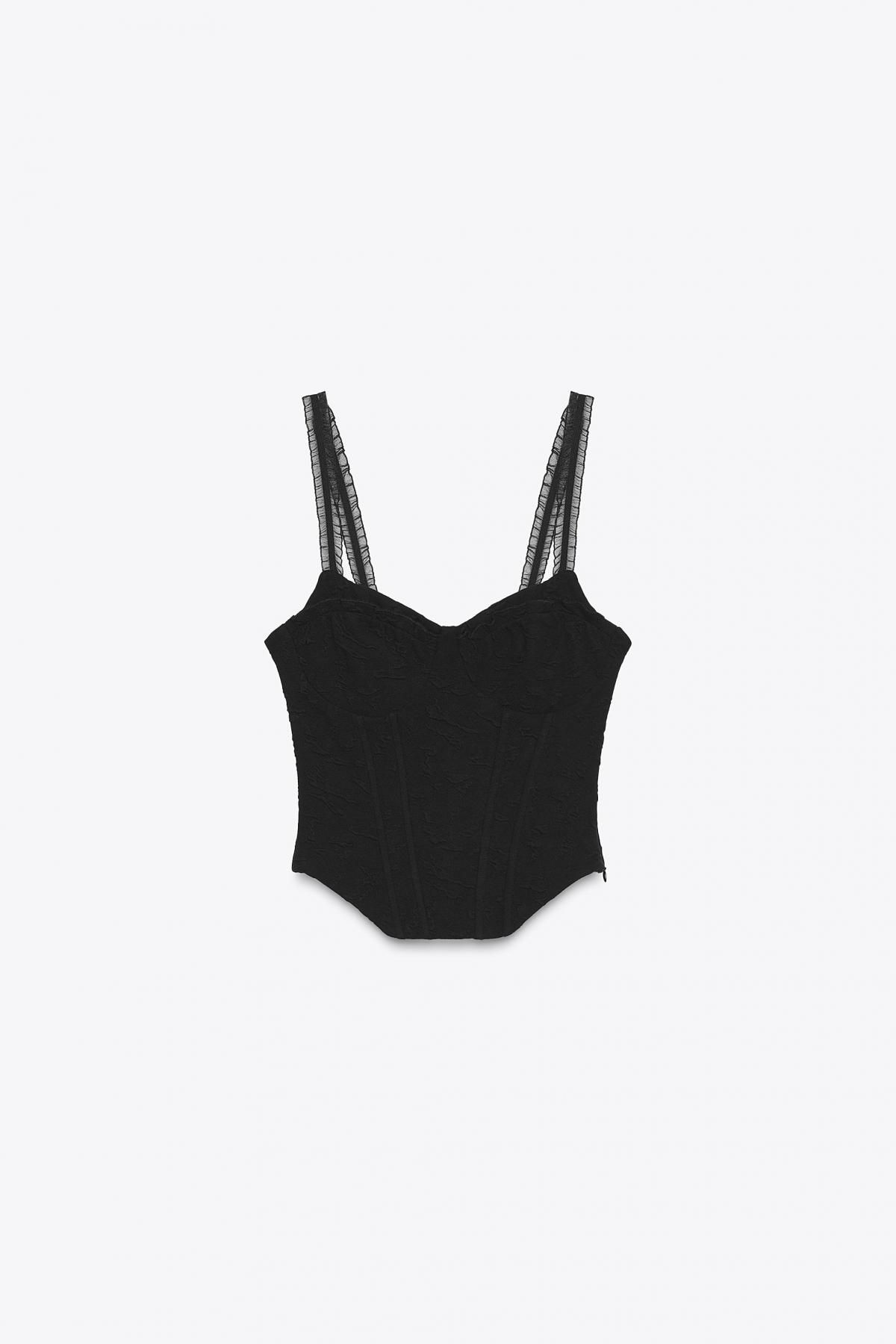 자라 자카드 코르셋 탑 0085/828 BLACK - 메인 이미지